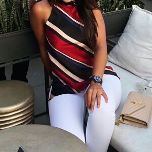 Lulumari Stripe halter top blouse - size small